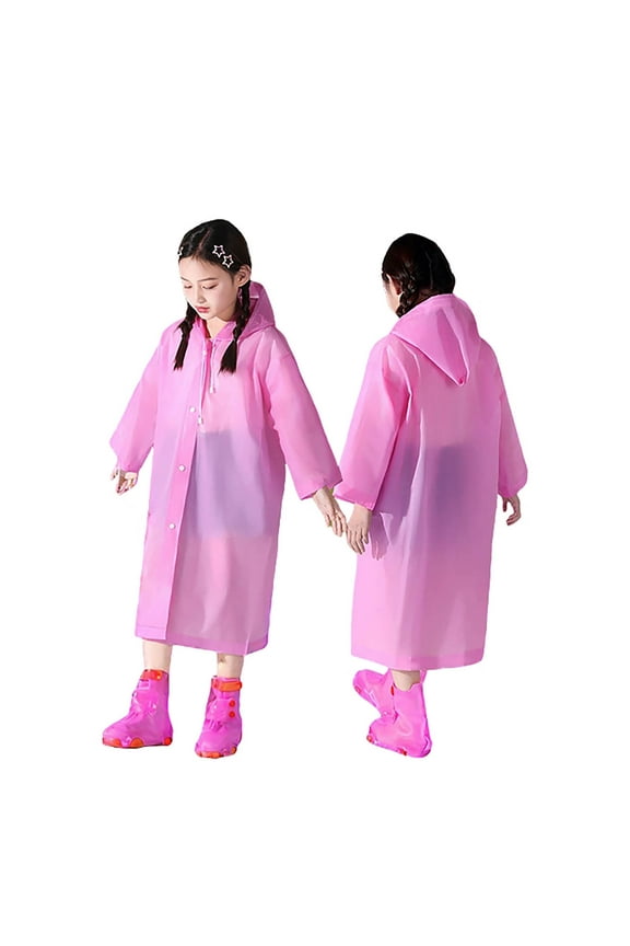 Raincoat for Girls All Season Kids Button Front Thick Rain Poncho Coat for Girls and Boys Outdoor Weather Size:4-9 Years