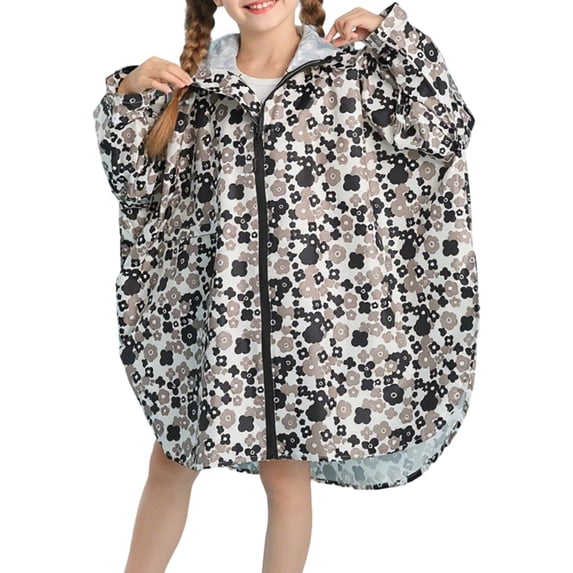 lnmuld Raincoat for Girls Stylish Girls Raincoat Hooded Outerwear with Pockets for School Outdoor Play and Everyday Adventures Size:3-6 Years