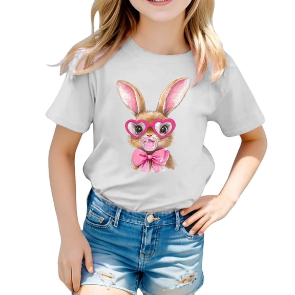 lnmuld Shirts for Teens Easter Holiday Graphic Print Loose Fit Casual Short Sleeve Tee for Kids and Children Size:6-7 Years