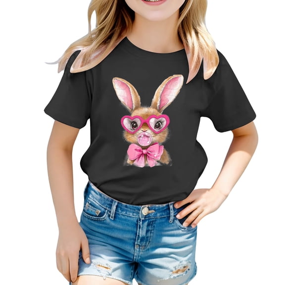 lnmuld Shirts for Teens Easter Holiday Graphic Print Loose Fit Casual Short Sleeve Tee for Kids and Children Size:8-9 Years