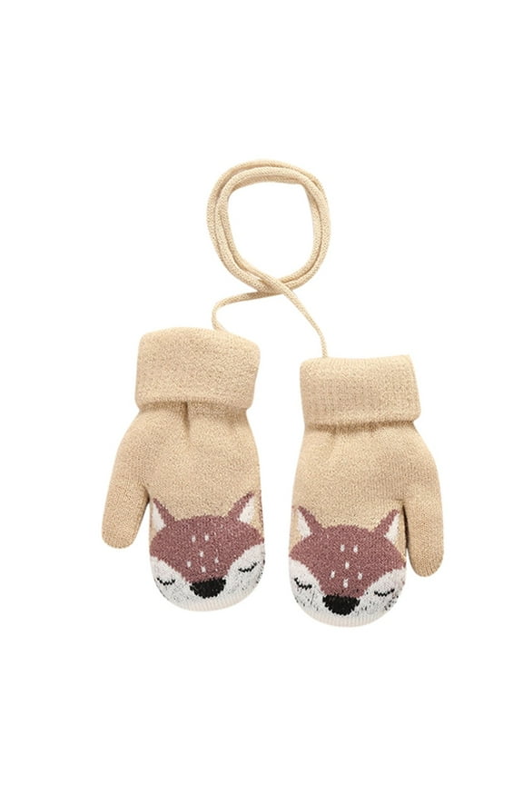 Snow Gloves for Kids Printed Children Knitted Rope Finger Mittens Winter Gloves Full Coverage Handwear Size:One Size