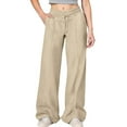 thumbnail image 1 of lnmuld Snow Pants Girls Solid Color Cargo Joggers Pants Elastic High Waist Drawstring Loose Fit Wide Leg Casual Trousers for Teen Youth Comfortable Sweatpants Size:10-11 Years, 1 of 5