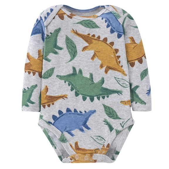 lnmuld Soft Viscose Baby Boys Long Sleeve Bodysuit Cute Printed Romper Toddler Daily Wear Outfit Size:9-12Months