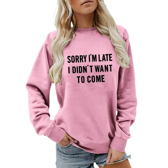 lnmuld Solid Color Fashion Printed Crewneck Sweatshirt Long Sleeve Casual Loose Fit Pullover Top Soft Comfortable Streetwear for Daily Wear and Outing Size:L