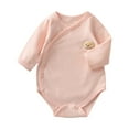 thumbnail image 1 of lnmuld Solid Color Jacquard Long Sleeve Baby Bodysuit for and Soft Crawling Romper Outfit Size:4-8 Months, 1 of 3