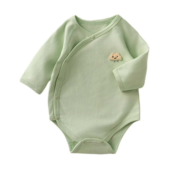 lnmuld Solid Color Jacquard Long Sleeve Baby Bodysuit for and Soft Crawling Romper Outfit Size:4-8 Months