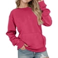 thumbnail image 1 of lnmuld Solid Color Oversized Girls Casual Pullover Hoodie Long Sleeve Loose Fit Drop Shoulder Design with Front Pocket Comfortable Top for Youth Size:9-10 Years, 1 of 5