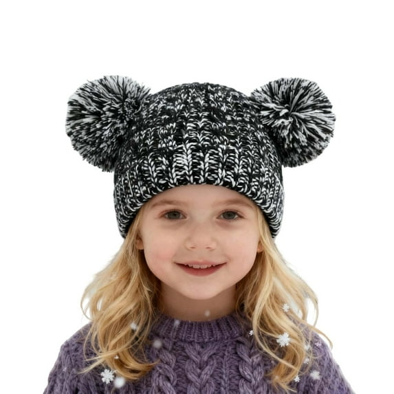 lnmuld Solid Color Winter Warm Kids Knitted Hat with Double Layer & Ear s - Cozy Cold Weather Toddler Boy Girl Cap for Holiday Size:One Size
