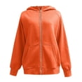 thumbnail image 1 of lnmuld Solid Color Womens Fashion Zipper Hoodie Jacket Sweatshirt Autumn Pocket Winter Clothing Size:S, 1 of 3