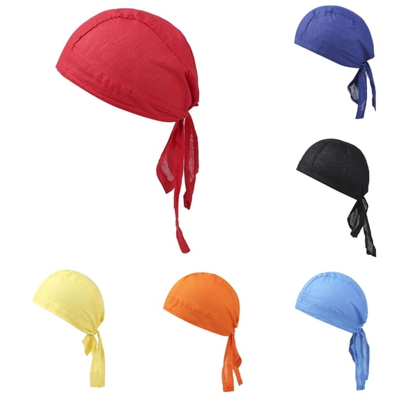 lnmuld Solid Cotton Bandana Skull Cap Adjustable Tie Back Do Rag Head Wrap for Men Women Size:One Size