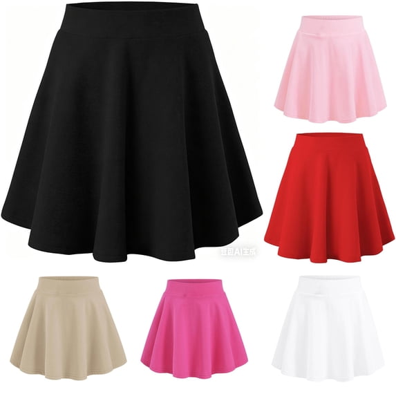 lnmuld Solid High Waist Circular Cut Swing Mini Skort Lined Preppy Back to School Mix Match Outfit for Girls Dark Blue,13-14 Years