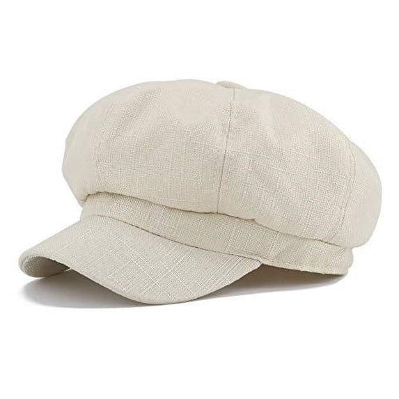 lnmuld Solid Linen Newsboy Cap Panel Baker Boy Hat for Men Size:M