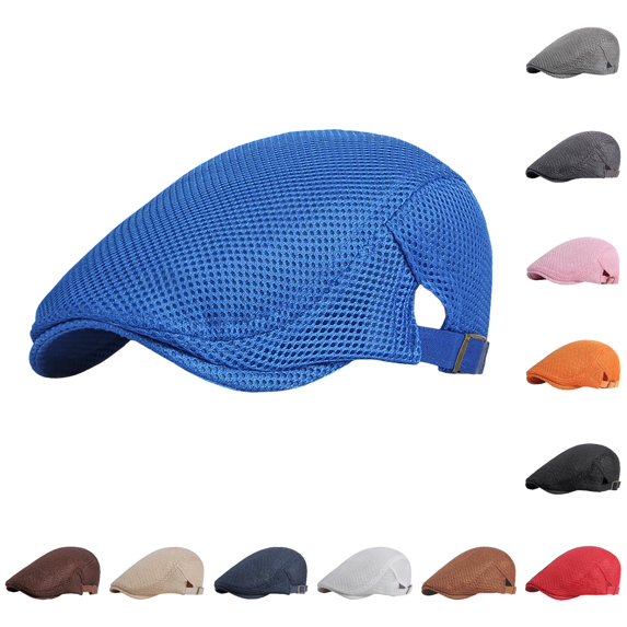 lnmuld Solid Mesh Flat Cap Breathable Adjustable Ivy Hat for Men Size:One Size
