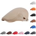 thumbnail image 1 of lnmuld Solid Mesh Flat Cap Breathable Adjustable Ivy Hat for Men Size:One Size, 1 of 4