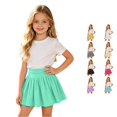thumbnail image 1 of lnmuld Solid Ribbed Elastic Waist Gathered Swing Mini Skort Preppy Back to School Mix Match Outfit for Girls Mint Green,7-8 Years, 1 of 5
