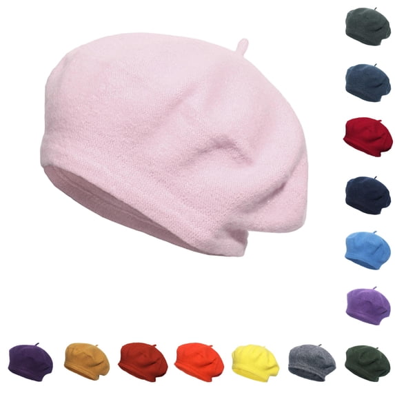 lnmuld Solid Wool Beret Classic French Style Slouchy Hat for Women Size:One Size