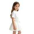 thumbnail image 1 of lnmuld Sparkle Pleated Mini Skirt with Rhinestone Bow Accent Elastic Waist Anti Exposure Lined Back to School Dressy Casual Bottom for Girls White,2-3 Years, 1 of 8
