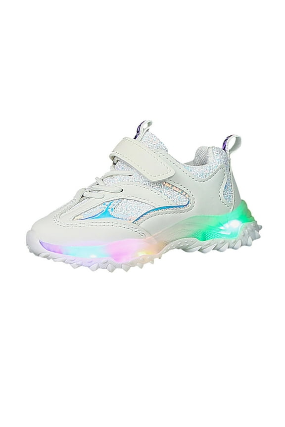 Spring Autumn Non Soft Sole Baby Toddler LED Flashing Lights Shoes Boys Girls Kids Sports Shoes Size:12-18 Months