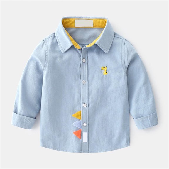 lnmuld Stylish Boys Shirt with Cartoon Prints Comfortable Daily Wear Casual Long Sleeve Top for Kids and Youth Soft Breathable Fabric for School and Outdoor Activities Size:5-6 Years