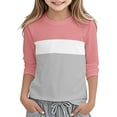 thumbnail image 1 of lnmuld Stylish Color Block Girls Long Sleeve Round Neck Tee Soft Casual Top for Kids Comfortable Everyday Wear Size:7-8 Years, 1 of 5