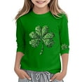 thumbnail image 1 of lnmuld Summer Tops St Patricks Day Print Top Long Sleeve Tee Shirt for Girls Kids Holiday Party Outfit Size:6-7 Years, 1 of 3