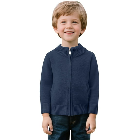 lnmuld Sweaters for Teens Classic Solid Color Zip Front Knit Cardigan Sweater for Girls with Pockets Comfortable Casual Outerwear Jacket for Kids Size:9-10Years