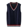 thumbnail image 1 of lnmuld Sweaters for Teens Classic V Neck School Sweater Vest for Girls Knit Cardigan for Big Kids and Teens Comfortable Academic Style Pullover Size:11-12 Years, 1 of 5