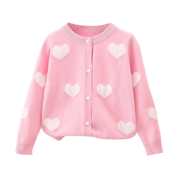 lnmuld Sweaters for Children Kids Girls Long Sleeve Cute Flower Printed Button Down Knitting Sweaters Size:3-4 Years