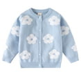 thumbnail image 1 of lnmuld Sweaters for Children Kids Girls Long Sleeve Cute Flower Printed Button Down Knitting Sweaters Size:4-5 Years, 1 of 9