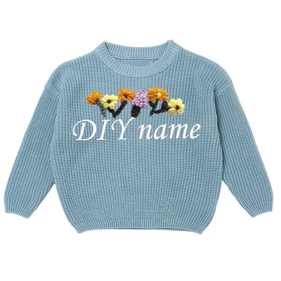 lnmuld Sweaters for Children's Diy Embroidered Pure Knitted Sweaters Names Custom Made Sweaters Size:2 Years