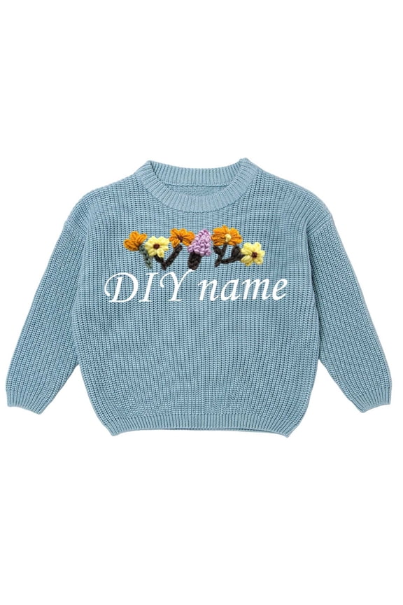 Sweaters for Children's Diy Embroidered Pure Knitted Sweaters Names Custom Made Sweaters Size:4 Years