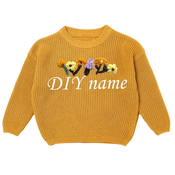 lnmuld Sweaters for Children's Diy Embroidered Pure Knitted Sweaters Names Custom Made Sweaters Size:6-9 Months