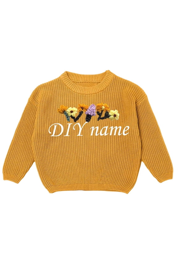 Sweaters for Teens Children's Diy Embroidered Pure Knitted Sweaters Names Custom Made Sweaters Size:6-9 Months