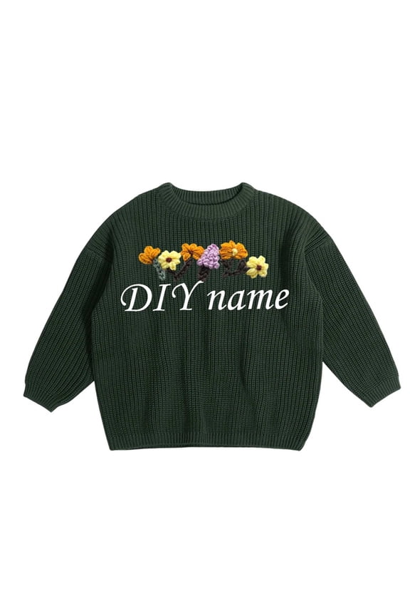 Sweaters for Teens Children's Diy Embroidered Pure Knitted Sweaters Names Custom Made Sweaters Size:6 Years