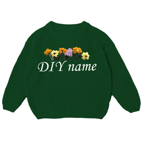 lnmuld Sweaters for Children's Diy Embroidered Pure Knitted Sweaters Names Custom Made Sweaters Size:7 Years