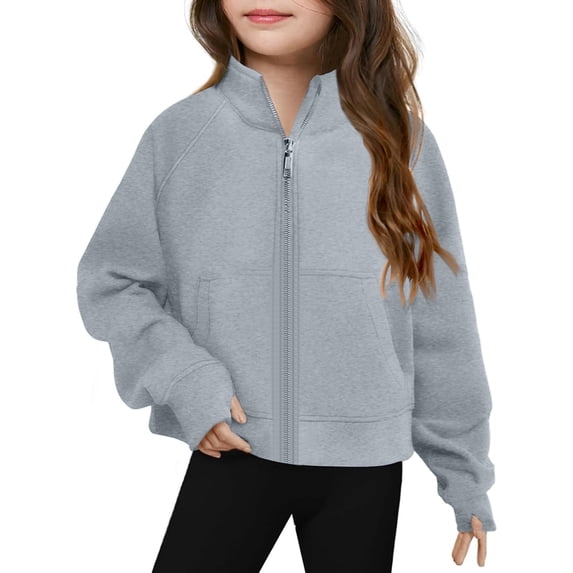 lnmuld Sweatshirts for Teen Girls,Girls Zip Up Lined Jacket with Stand Collar and Pockets Fashionable Outerwear for Active Kids,Fall Sweatshirts Size:5-6 Years