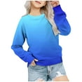 thumbnail image 1 of lnmuld Sweatshirts for Teen Girls Fashion Gradient Print Round Neck Long Sleeve Casual Pullover Top for Fall and Winter Solid Color Size:2-3 Years, 1 of 3
