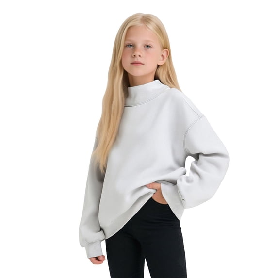 lnmuld Sweatshirts for Girls Warm Winter Hooded Pullover Soft Cozy High Neck Kids Top for Everyday Wear Size:4-5 Years