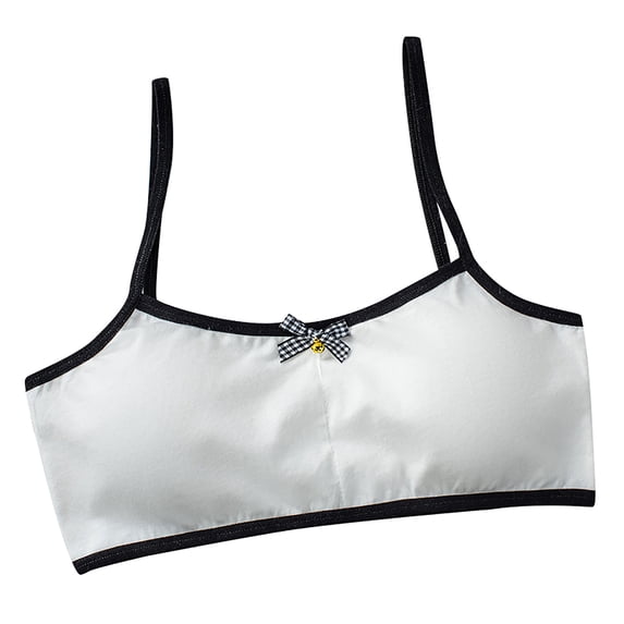 lnmuld Teen Girls Sports Bra Double Layer Back Support Breathable Solid Color Soft Comfort Athletic Top Size:6-15 Years
