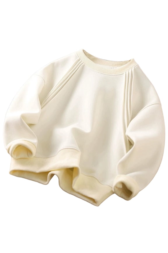 Teen Hoodies Solid Color Boys Solid Color Long Sleeve Crewneck Sweatshirt Korean Style Loose Fit Casual Pullover Hoodie for Kids Youth Children Outerwear Size:11-12 Years