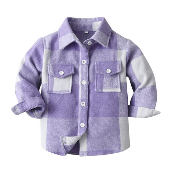lnmuld Teen TopsToddler Boys Plaid Long Sleeve Lapel Button Shirt Coat Jacket Outwear Top for Kids Size:6-7 Years