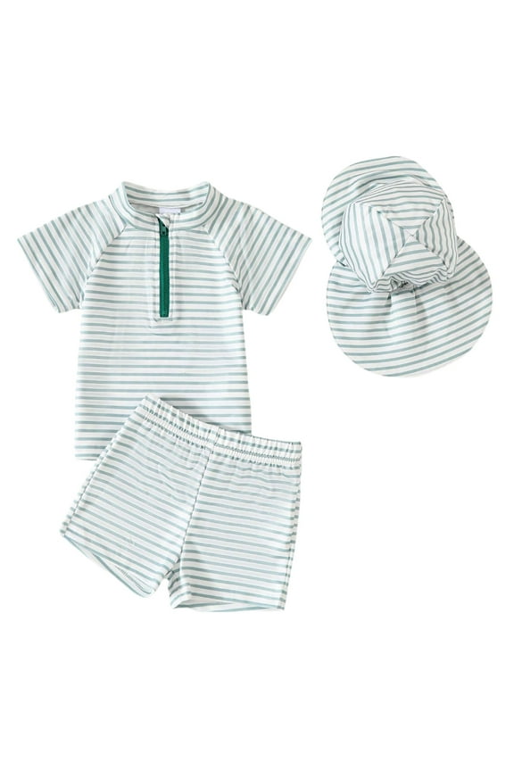 Three Piece Long Sleeve UPF 50+ Swimwear Set for Toddler and Baby Boys with Cute Cartoon Design Size:18-24 Months
