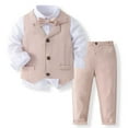 thumbnail image 1 of lnmuld Toddler Boys 2 Piece Solid Color formal Suit Set Dress Shirt Vest Pants & Bow Tie for Occasions Size:4-5 Years, 1 of 9