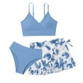 thumbnail image 1 of lnmuld Toddler Girl's 3 Piece Bikini Swimsuit Set - Solid with Ruffle Briefs | Summer Beach Pool Color:Light Blue,Size:11-12 Years, 1 of 5