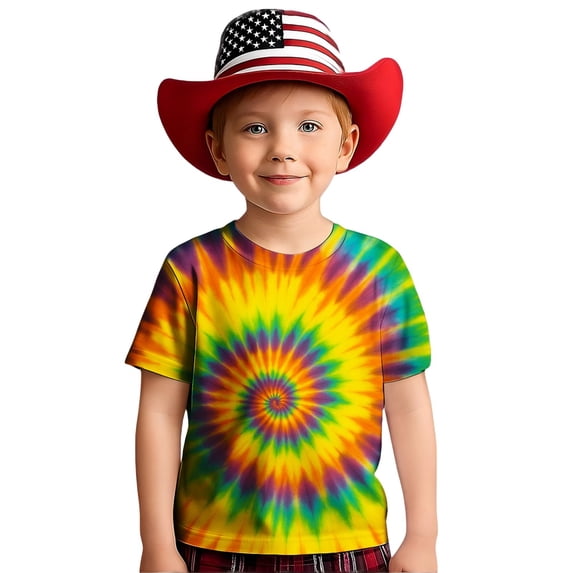 lnmuld Toddler Girls Casual Swirl Print Graphic Round Neck Short Sleeve Comfortable Tee - Daily Wear Color:Green,Size:8-9 Years