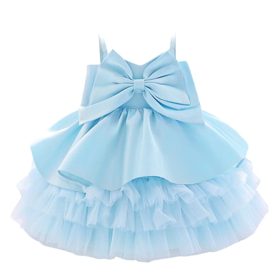 lnmuld Girls Short Skirt First Birthday Party Dress with Bow and Skirt Strapless Flower Girl Gown Size:18-24 Months