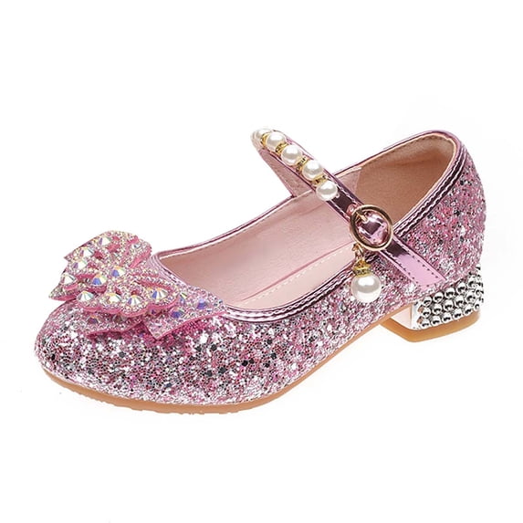lnmuld Toddler Girls Soft-Sole Ballet Shoes with Embellishments, Comfortable & Durable for Everyday Wear Color:Pink,Size:12-12.5 Years
