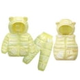 thumbnail image 1 of lnmuld Toddler Girls Winter Outfit Set Cozy Long Sleeve Bear Ear Top Pants Vest Three Piece Clothing Ensemble for Cold Weather Solid Color Size:6-12 Months, 1 of 3