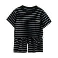 thumbnail image 1 of lnmuld Toddler Kids Boys Striped 2 Piece Outfit Set Breathable Short Sleeve Shirt & Shorts Casual Wear Size:6-7 Years, 1 of 3
