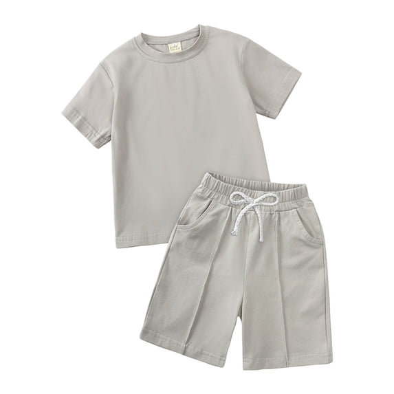lnmuld Toddler Kids Boys Summer Tracksuit 2 Piece Outfit Set Soft Short Sleeve Tee & Matching Shorts Size:7-8 Years